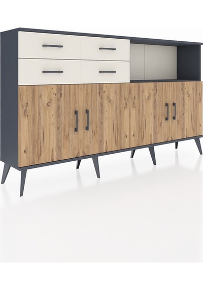 Arges Konsol 4 Raflı 4 Çekmeceli 4 Kapaklı 176x30x99 Antrasit-çam/aytaşı Atlas Çam/aytası - Antrasıt Arges Konsol 4 Raflı 4 Çekmeceli 4 Kapaklı 176x30x99 Antrasit-çam/aytaşı Atlas Çam/aytası - Antrasıt