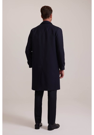 Erkek Lacivert Regular Fit Gabardin Pardesü