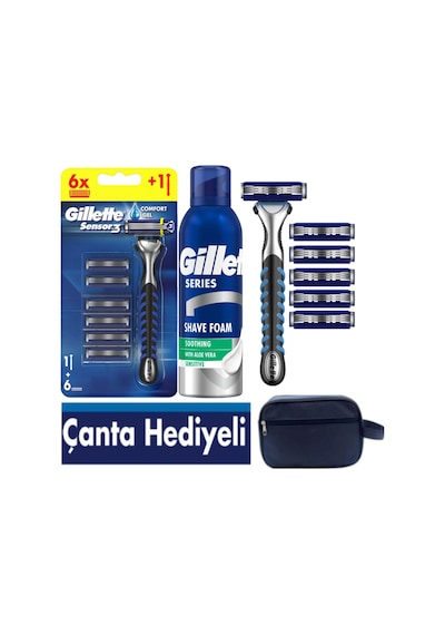 Sensor3 Erkek Tıraş Seti 6 Bıçak + 200 Ml Tıraş Köpük + Çanta Hediyeli