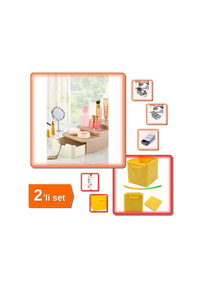 Compact Çekmeceli Ve Standlı Düzenleyici + Dolap İçi Düzenleyici Kutu Sarı - 2li Set M4n3g1 Belirtilmemiş