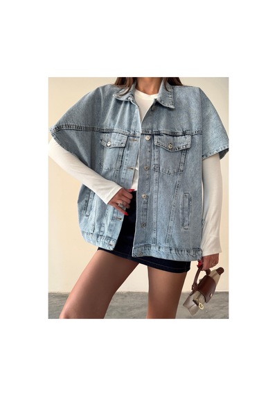 Blue Marlın Oversize Buz Kar Yelek/panço Buz Kar