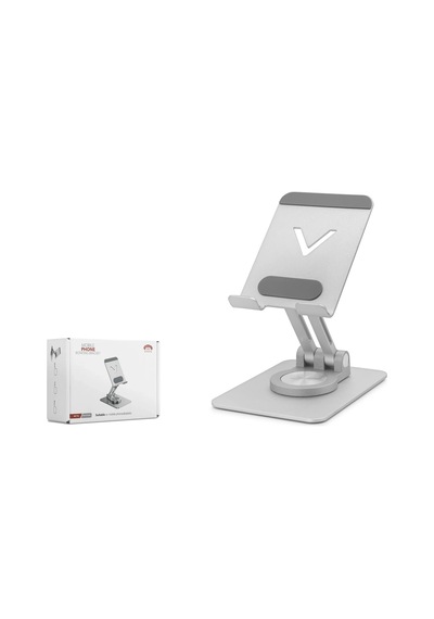 Lb 360 Derece Döner Ayarlanabilir Masaüstü Telefon Standi Metal - Gümüş Hdx8025