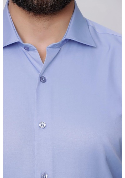 Efor Slim Fit Pamuk Saten Klasik Mavi Gömlek Gk 604 Mavi