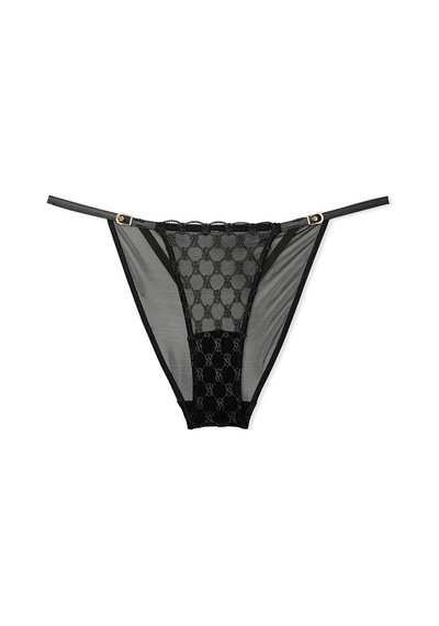 Victoria's Secret Vs Logo İşlemeli Askılı Bikini Külot Siyah