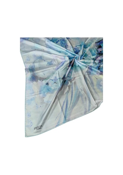 Mim Eşarp Emilya Rayon Çiçek Desenli Eşarp 90x90 Cm İndigo