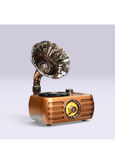 Rt-704 Nostaljik Trend Tasarım Gramafon Radyo,bluetooth Özellikli Nostalji Radyo