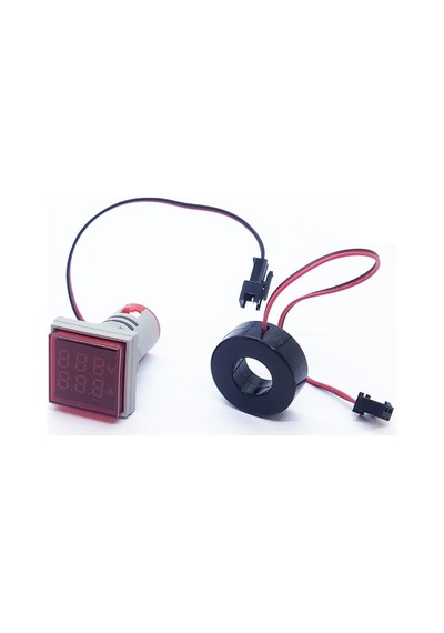22mm Dijital Voltmetre-ampermetre Ac 50-500v 0-100a Kırmızı Kare-4835