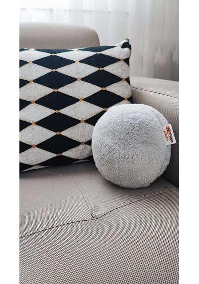 2' Li Top Kırlent / Yastık Büyük Gri / Küçük Gri 42cm / 25cm