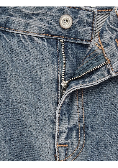 Koton Pamuklu Cepli Düğmeli Yüksek Bel Düz Paça Denim Pantolon - Straight Fit Jean Açık İndigo 6sal40111md