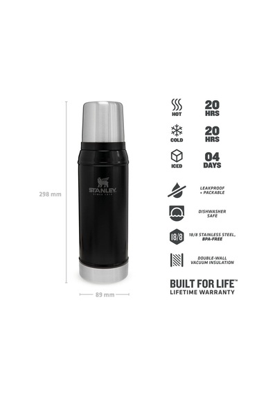 Stanley Klasik Vakumlu Termos 0.75 Litre Siyah Renk Siyah