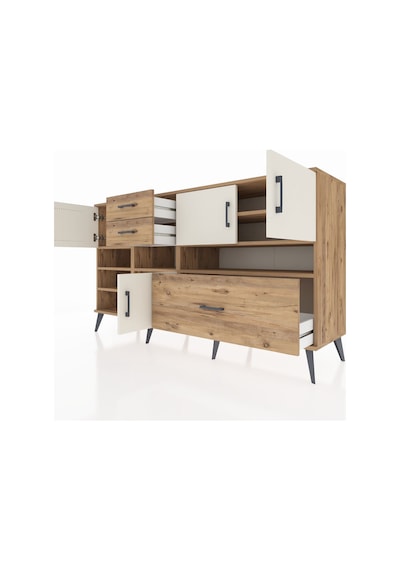 Kronos Konsol 7 Raflı 3 Çekmeceli 4 Kapaklı 176x59x99 Çam-aytaşı/ Çam-aytaşı/çam