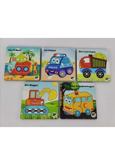 Mini 5'li Araçlar Ahşap Puzzle Seti