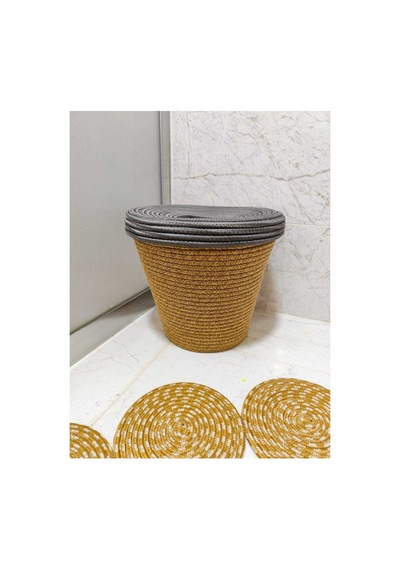 Jüt, Hasır, Çöp Kovası, Mutfak Çöp Kovası, Banyo Çöp Kovası, Doğal, Natürel, Jüt Kova, Modern Kova Antrasit Antrasit