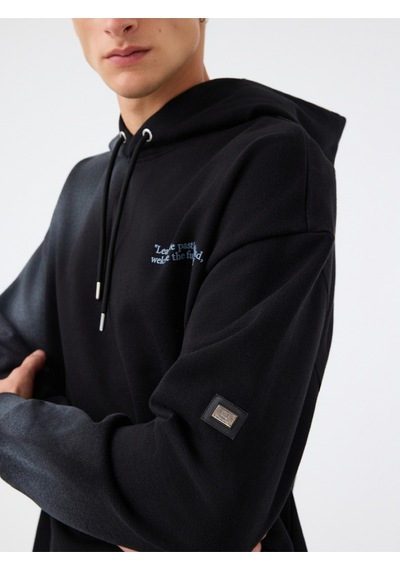 Oversize Fit Erkek Sweatshirt Siyah