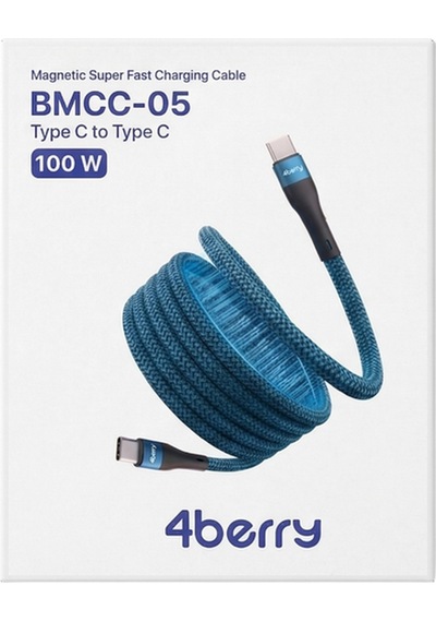 Bmcc05 100w Type-c Şarj Kablosu Manyetik Sarılabilir, Pd Hızlı Şarj, Dayanıklı Örgü 1,5 Metre Siyah