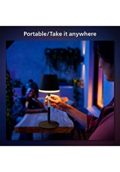 Philips Hue Go Belle Taşınabilir Siyah Masa Lambası Siyah