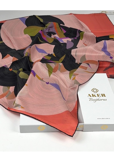 Aker Bosphorus Çift Taraflı İpek Twill Eşarp 89147112 Nar Kırmızısı