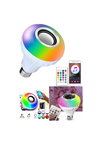Bluetooth Hoparlörlü Uzaktan Kumandalı Rgb Akıllı Led Ampul-16 Renk Lamba 1 Ad