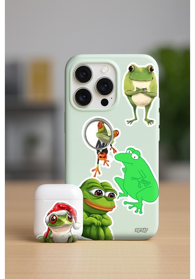 Kurbağa Frog Temalı Bullet Journal Telefon Laptop Yapışkanlı Folyo Sticker Paketi 23 Adet Çok Renkli