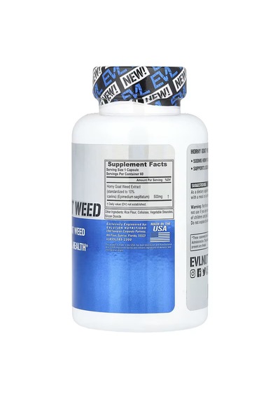 Evl Nutrition Horny Weed 500 Mg 60 Veggie Capsules Aromasız