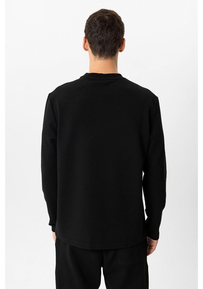 Backandbond Siyah Regular Fit Baskılı Bisiklet Yaka Sweatshirt