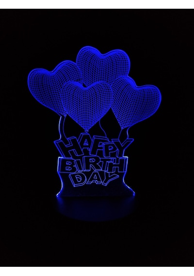3d Doğum Günü 2 Figürlü Gece Lambası Çok Renkli