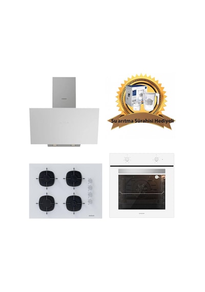 Silverline 3481 Flam - CS5665W01 65 CM Ocak - BO6501W01 Beyaz Cam Ankastre Set