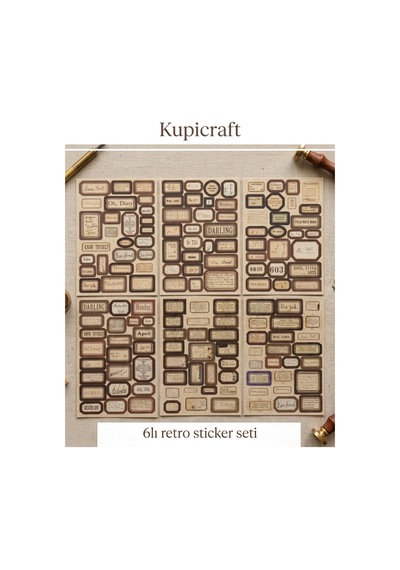 6 Sayfa Retro Sticker Seti Autumn - Ajanda - Scrapbook- Journal - Planner - 927000618 Diğer
