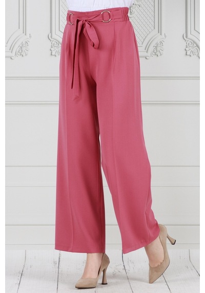 Sevitli Halka Detay Bol Paça Pantolon-pembe-3676-pembe Pembe