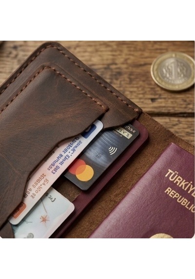 Parla Leather Pasaport Cüzdanı Kılıfı Kişiye Özel V3 Hakiki Gerçek Deri Kılıf Kadın Erkek Taba