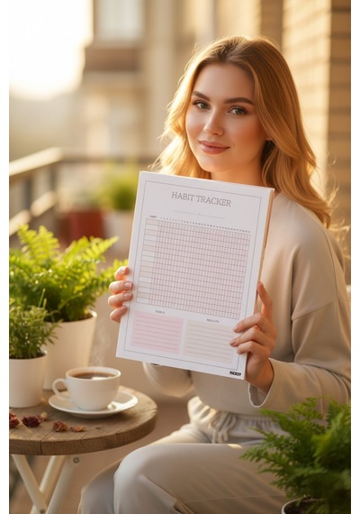 Alışkanlık Takibi - Habit Tracker - A4 Ebat - 30 Yaprak - Günlük Haftalık Planlayıcı - Planner - 1340 Çok Renkli
