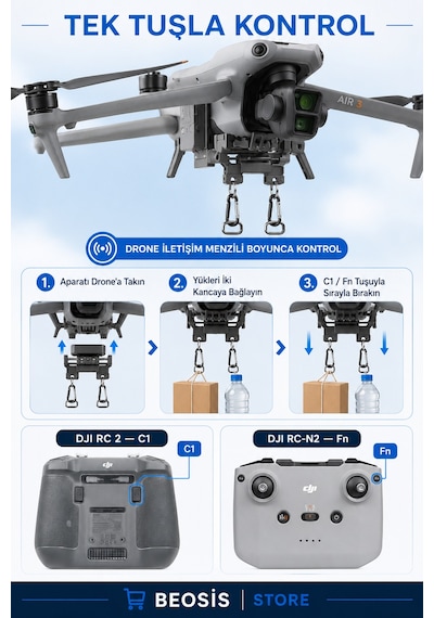 Djı Air 3 / Air 3s Çift Kancalı Drone Yük Bırakma Aparatı Paket, Olta Ve Balık Yemi Bırakma