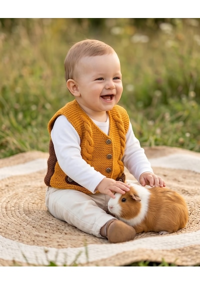 Busako Baby Ta-001 El Örgüsü Bebek Efe Yeleği/yelek-bebek-çocuk Kahverengi