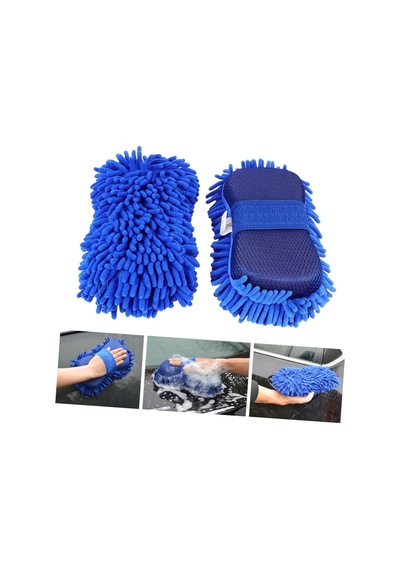 Lexroo Mikrofiber Oto Araba Yıkama Süngeri, Araç Yıkama Bezi, Oto Süngeri Mikrofiber El Tutmalı Mavi