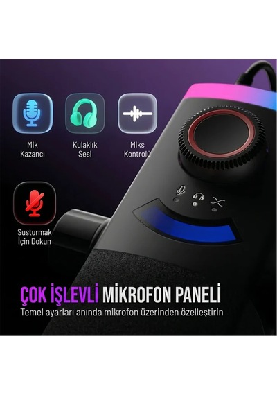 Fifine Ampligame Am8prot Xlr/usb Rgb Dinamik Beyaz Mikrofon Seti
