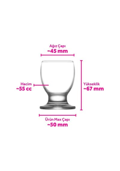 Lav Nectar Cam Likör Bardağı 6'lı 55 ml (Şerbet Bardağı , Mini Tatlı Servis )