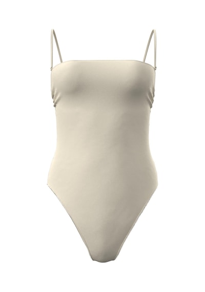 Calvin Klein Kadın Straplez Antik Beyaz Tek Parça Mayo-13337 Antik Beyaz