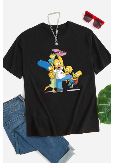Flood Of Style Unisex Çılgın Aile Tasarım Tshirt Siyah