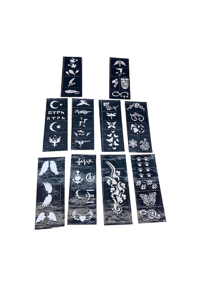 Mix Desen 8x20cm Tüp Kına Desen Çıkartma Şablonu 10 Parça
