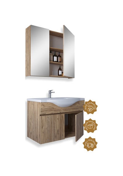 Teta Home Kahire 80 Cm Mdf Banyo Dolabı Seti Atlantik Çam
