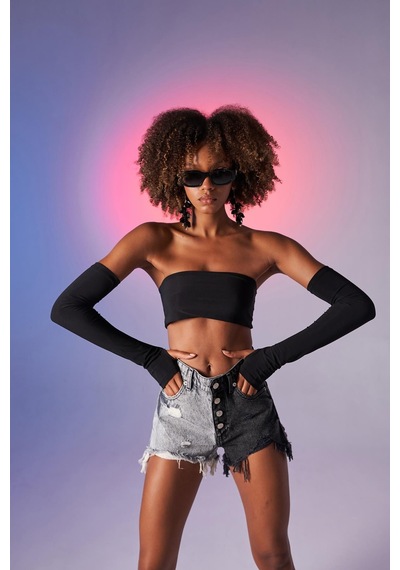 Holly Lolly Straplez Model Noir Bluz Siyah
