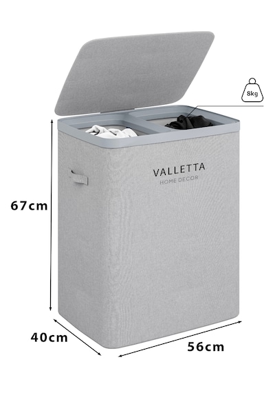 Valletta Paloma 100l Çift Bölmeli Katlanabilir Çamaşır Sepeti