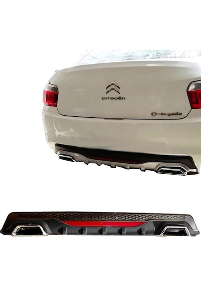 Citroen C Elysee Siyah Difüzör Difizör Kare Egzoz Görünüm Reflektörlü