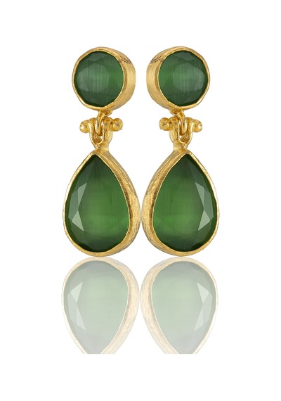 Kadir Jewellery 22 Ayar Altın Kaplama Vintage Küpe -el İşçiliği Ve Hipoalerjenik Küpe Yeşil 56983379