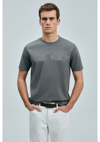 Lufian Thınk Modern Grafik T- Shirt Koyu Yeşil Koyu Yeşil 111020240100610 Koyu Yeşil