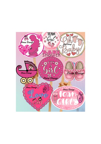 Pembe Kız Bebek Baby Shower Konuşma Balonu Seti 8 Adet Büyük Boy