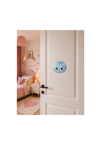 Dumpling Squishy Çin Mantısı Temalı Kişiye Özel Mdf Çocuk Odası Süsü Mavi