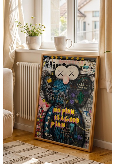 No Plan Is A Good Plan Çerçeveli Tablo Kaws Bff Pink Panther Cafe Ve Konsept Mekan Dekoru Street Art
