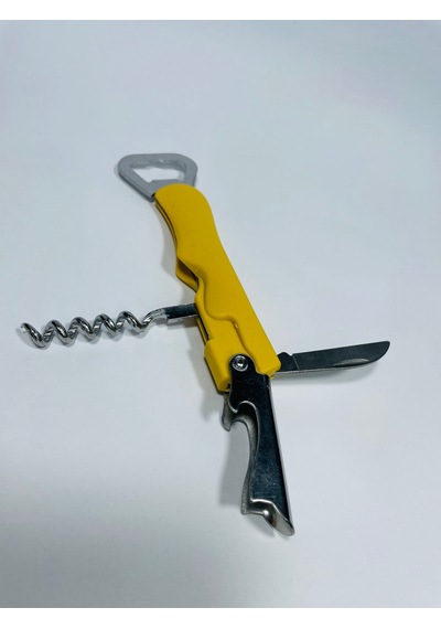 Plastik-Metal Tirbüşon .Mantar.Konserve.Kapak Açacağı// Sarı Çok Renkli