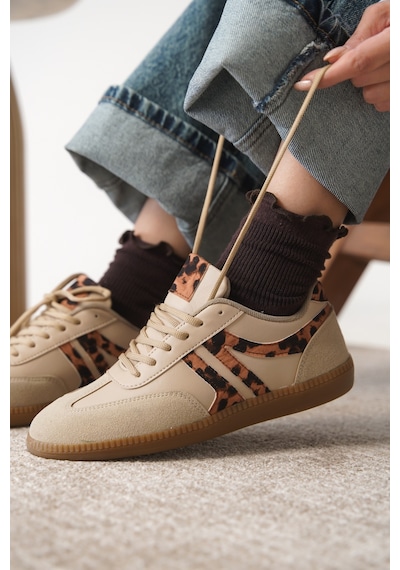 Daxtors Garantili Carina Günlük Ortopedik Kadın Sneaker Spor Ayakkabı Leopar